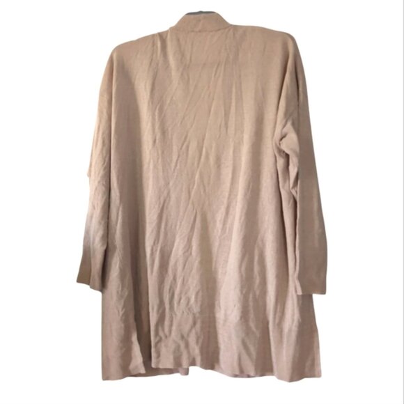 Dex Linen color Coastal Beach Boho Nature Forest Neutral Beige long Cardigan 1X - Picture 2 of 6